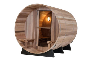 Western Red Cedar Canopy Barrel Sauna