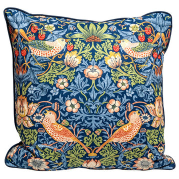 William Morris "Strawberry Thief" pillow cover, designer pillow cover, 18"x18"