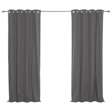 Linen Textured Grommet Thermal Total Blackout Curtains, Dark Gray, 52"x84"