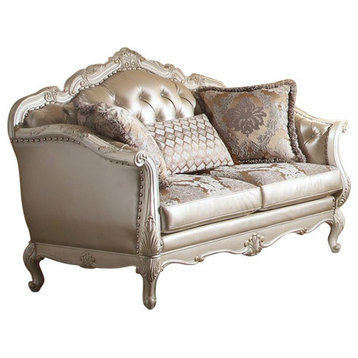 ACME Chantelle Loveseat With 3-Pillows, Pearl White, 53541 Promo