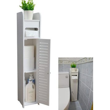 Small Bathroom Storage Corner Floor Cabinet with Doors and Shelves