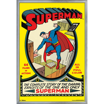 24x36 Superman #1 Cover Poster, Silver Framed Version