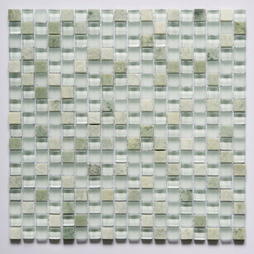 Premium 11.875 in x 11.875 in Glass & Stone Square Mosaic Tile in Irish