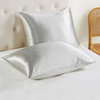 Luxury Silk-Cotton Blend Pillowcase Set of 2, 20'' x 26'', Grey