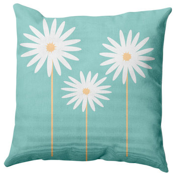 Floral Print Decorative Throw Pillow, Light Blue, 20"x20"