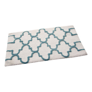 Saffron Fabs Bath Rug, Cotton, Non-Skid, Geometric, Machine