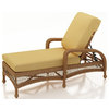 Catalina Traditional Single Adjustable Chaise Lounge, Straw Wicker, Wheat Cushio