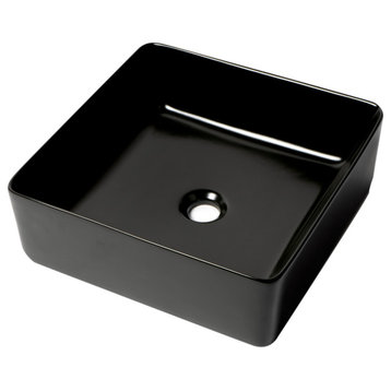 ALFI brand ABC903-BM Black Matte 16" Modern Square Above Mount Ceramic Sink