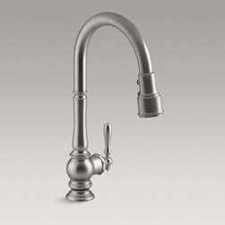 KOHLER - KOHLER Artifacts(TM) single-hole kitchen sink faucet with 17-5/8" pull-down spou - Kitchen Faucets