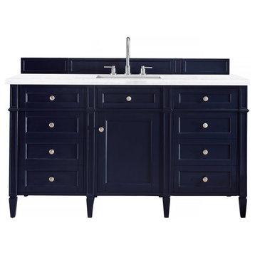 Brittany 60" Victory Blue Single Vanity w/ 3 CM Arctic Fall Solid Surface Top