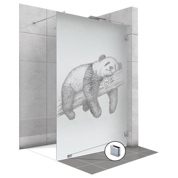 Fixed Shower Screens with Panda Design, Semi-Private, 24" X 75"