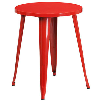 24" Round Red Metal Indoor-Outdoor Table