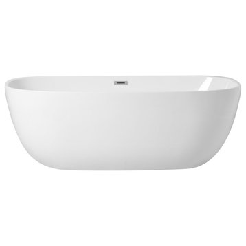 Elegant BT10770GW 70"Soaking Roll Top Bathtub, Glossy White