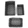 Checkered Woven Strap Storage Baskets Totes Set of 3, Gray
