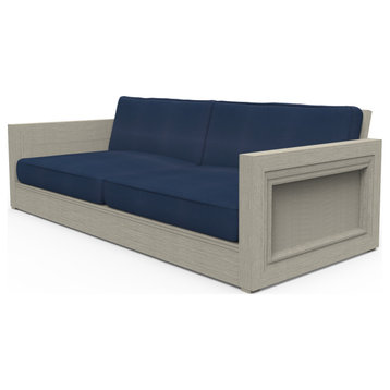 Madison Lounge Sofa, Weathered Gray Teak Wood, Canvas Navy