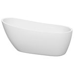 Wyndham Collection - Florence 68" Freestanding Bathtub, Brushed Nickel Trim - Wyndham Collection Florence 68" Freestanding Bathtub in White with Brushed Nickel Drain and Overflow Trim
