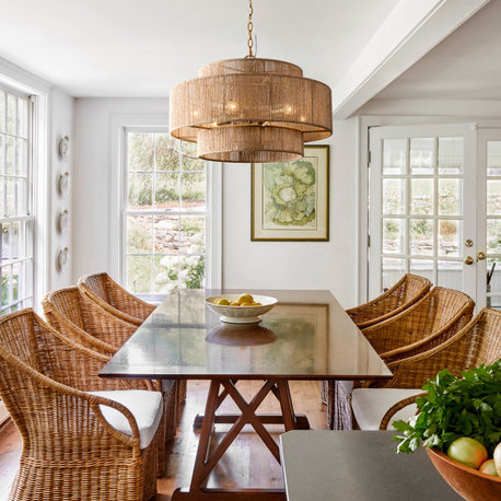 23.62 in Farmhouse 6-Light Hemp Rope Drum Chandelier Ceiling Light