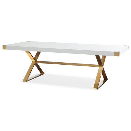 Adeline White Lacquer Dining Table
