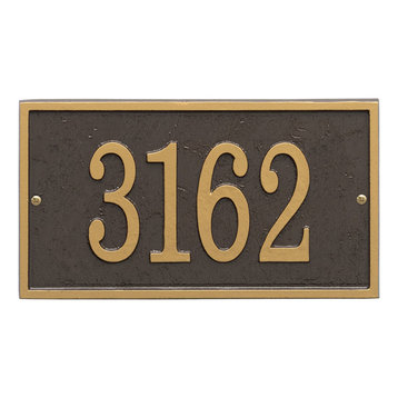 WHITEHALL Address Sign House Number Plaque, Rectangle - Bronze/Gold