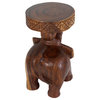 Hand Carved Monkey Pod Wood Elephant Stool - 11" X 20", Walnut Oil Finish, Eco-Friendly Side Table Or Pedestal