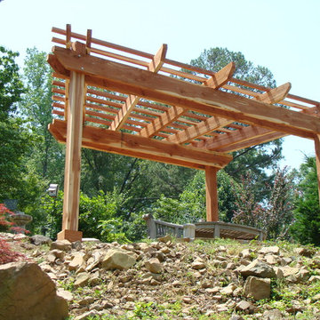 Flared Cedar Pergola and Cedar Arbor