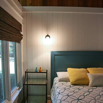teal and yellow bedroom