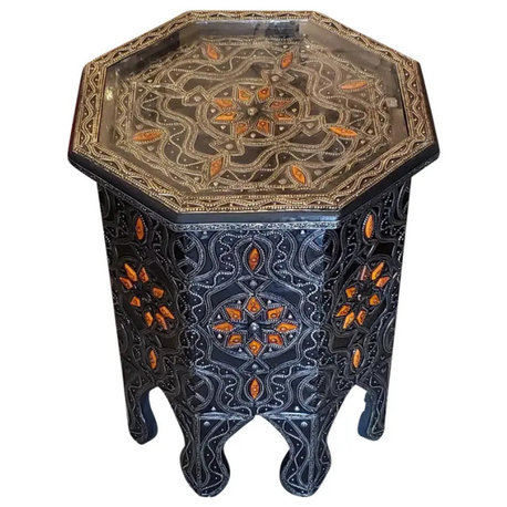 Marrakech Moroccan Orange Resin Side Table