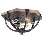Maxim Lighting - Lodge 3-Light Flush Mount - The combination of Weathered Wood with Bronze iron accents is perfectly suited for today rustic room design. Add vintage bulbs to this collection to complete the authentic inspiration of this collection.