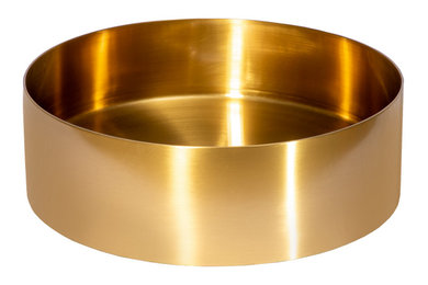 Round 15-In Stainless Steel Vessel Sink In Gold With Drain