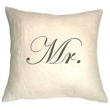 Pillow Decor - Mr and Mrs 18 x 18 Linen Pillow Set
