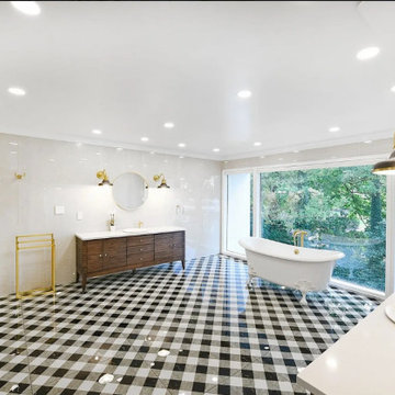 Master Bath in Black, White and Gold