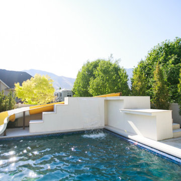 Jumping Platform With Slide And Waterfall