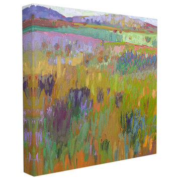 Pastel Painterly Fields and Flowers Landscape XL Stretched Canvas, 30"x30"