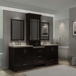 Ace 85 inch Double Sink Bathroom Vanity Set in Espresso Finish - Bathroom Vanities And Sink Consoles