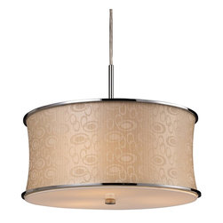 Elk Lighting Fabrique 3-Light Drum Pendant with Retro Beige Shade - Pendant Lighting