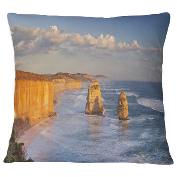 Twelve Apostles on Ocean Road Seashore Throw Pillow, 18"x18"