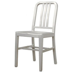 Contemporary Dining Chairs Modern Cafe Chair in Brushed Aluminum - Set of 2