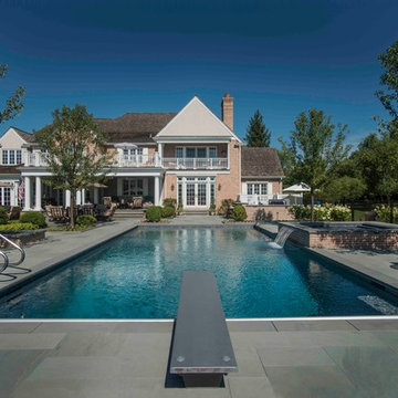Lake Forest, IL Swimming Pool With Full Steps and Raised Spa With Sheer Descent
