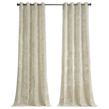Lush Crush Grommet Velvet Window Curtain Single Panel, Champagne, 50w X 96l