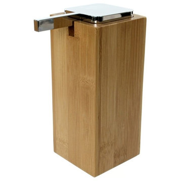 Large Wood Wood Soap Dispenser With Chrome Pump