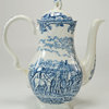 Consigned Large Blue and White Coffee Pot by Myott, Vintage English Countryside