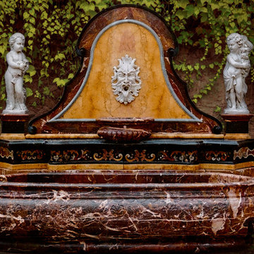 baroque fountain in red sicilian jasper