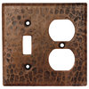 Copper Combination Switchplate, 2-Hole Outlet and Single Toggle Switch