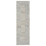 Nourison - Nourison Glitz 2'3" x 7'6" Ivory Multicolor Modern Indoor Area Rug - Create an ultra-glam foundation for your decor with this geometric rug from the Glitz Collection. It features an abstract center design surrounded by a series of wide and narrow borders in ivory and grey with multicolored accents that are enhanced with subtle texture variations. Finished with a brilliant shimmer that adds visual intrigue, this contemporary rug is made from softly textured polyester.