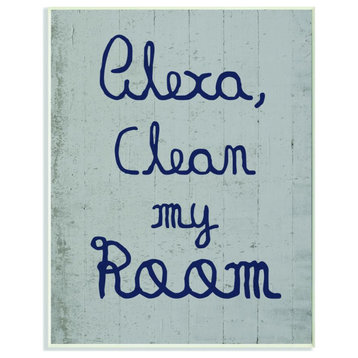 The Kids Room by Stupell Alexa Clean My Room Blue Grey Kids Funny Word, 13 x 19