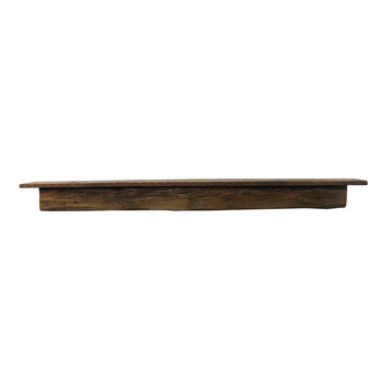 Reclaimed Pine Floating Mantel Shelf, 5"x7.5"x66", Chunky, Antique, 1800's