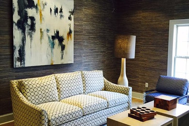 Example of a minimalist family room design in Birmingham