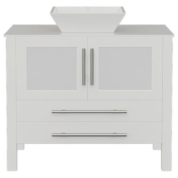 36" White Cabinet, White Porcelain Top and Sink