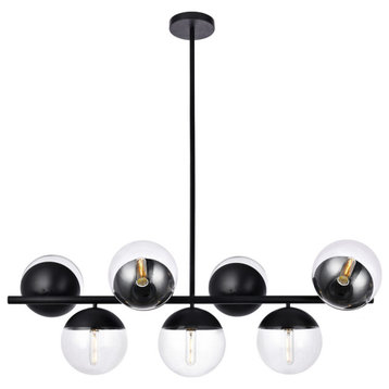 Eclipse 7-Light Pendant, Black And Clear