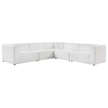 Odette White Vegan Leather 5-Piece Sectional Sofa